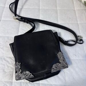 Brighton Black Crossbody Bag with Silver Details